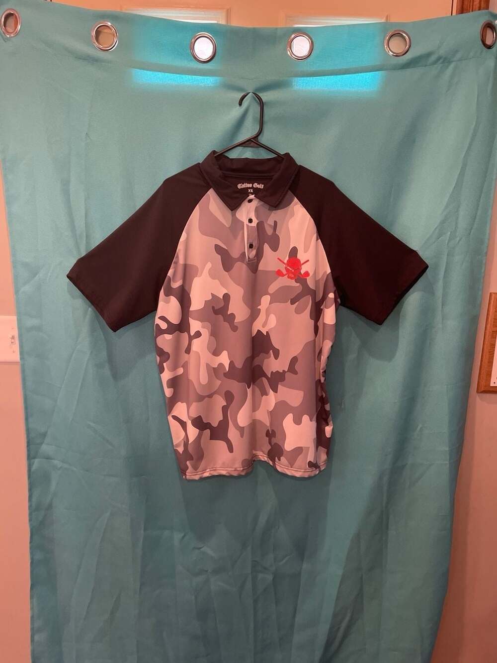 Tattoo Golf Camo Collection Men's XL Performance Polo Shirt Black/GrayWhite